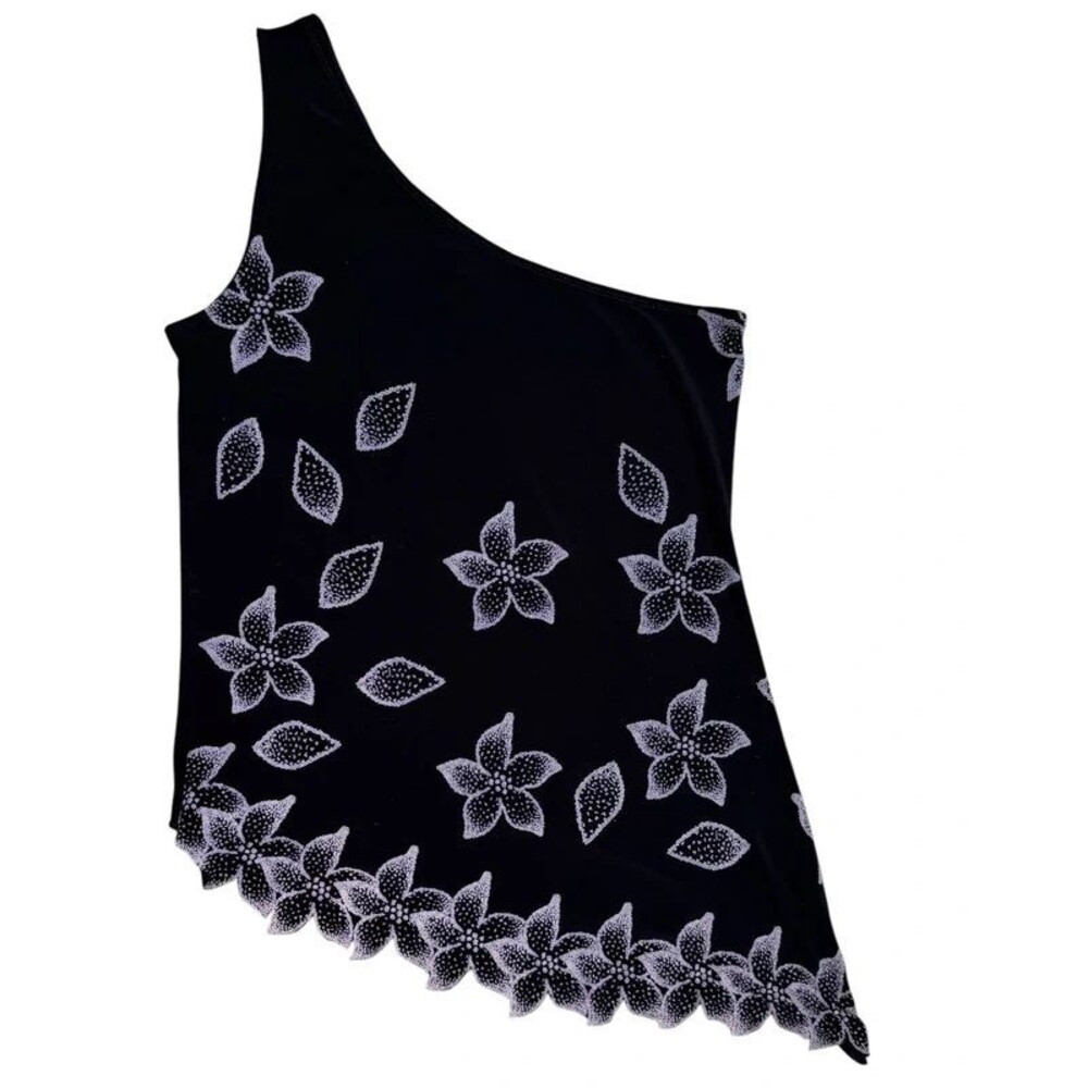 Vintage Metrostyle Y2K Whimsigoth Fairy Floral One Shoulder Asymmetric Hem Top L